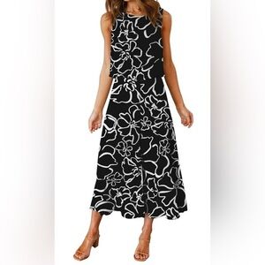 ROYLAMP Women's 2 Piece Outfits Round Neck Top Wide Leg Pants Set Jumpsuits S